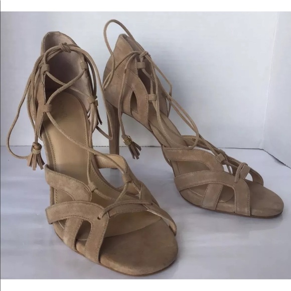 New MK Michael Kors Leather Suede Pumps Gladiator Lace Brown Women Shoes 10 - Picture 8 of 12